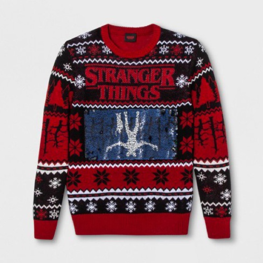 Target Men Stranger Things Ugly Christmas Sweater Flip Sequin